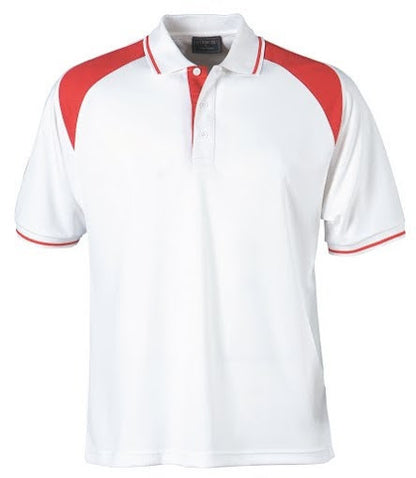Stencil-Stencil Men's Club Cool Dry Polo-White/Red / S-Uniform Wholesalers - 1