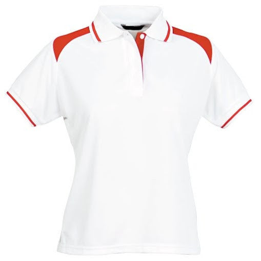 Stencil-Stencil Ladies' Club Cool Dry Polo-White/Red / 8-Uniform Wholesalers - 1