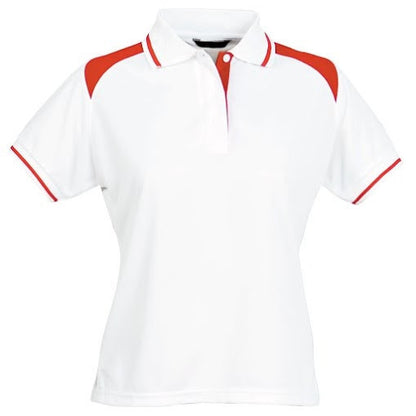 Stencil-Stencil Ladies' Club Cool Dry Polo-White/Red / 8-Uniform Wholesalers - 1