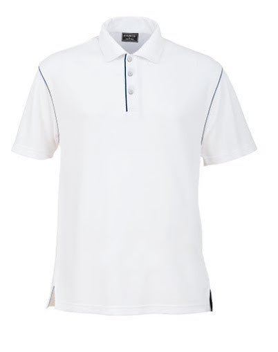 Stencil-Stencil Men's Bio-Weave Polo-White/Navy / S-Uniform Wholesalers - 1