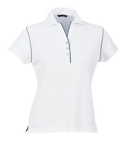 Stencil-Stencil Ladies' Bio-Weave Polo-White/Navy / 8-Uniform Wholesalers - 1