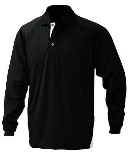 Stencil-Stencil Mens Long Sleeve Team Polo-Black/Silver / S-Uniform Wholesalers - 4