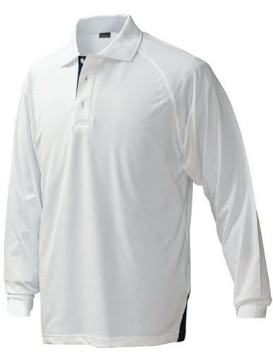 Stencil-Stencil Mens Long Sleeve Team Polo-White/Navy / S-Uniform Wholesalers - 1