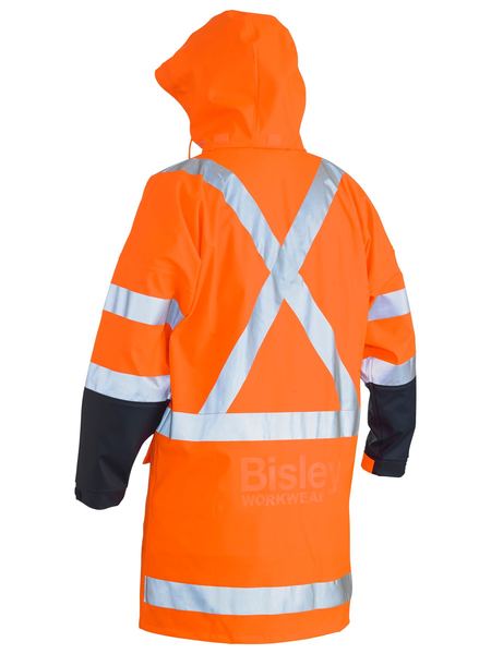 Bisley TTMC-W 3M X Taped Two Tone Hi Vis Stretch PU Rain Coat-(BJ6955XT)