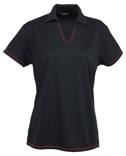 Stencil-Stencil Ladies' Cool Dry Polo 2nd (4 Colour)-Black/Red / 8-Uniform Wholesalers - 1