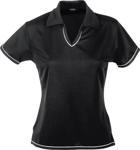 Stencil-Stencil Ladies' Cool Dry Polo 1st (12 Colour)-Black/White / 8-Uniform Wholesalers - 2