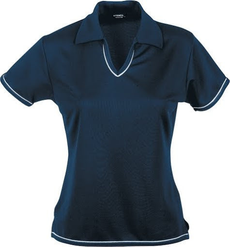 Stencil-Stencil Ladies' Cool Dry Polo 1st (12 Colour)-Navy/White / 8-Uniform Wholesalers - 9