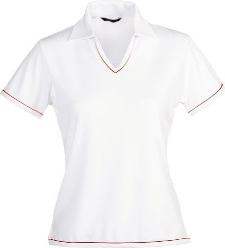 Stencil-Stencil Ladies' Cool Dry Polo 1st (12 Colour)-White/Red / 8-Uniform Wholesalers - 1