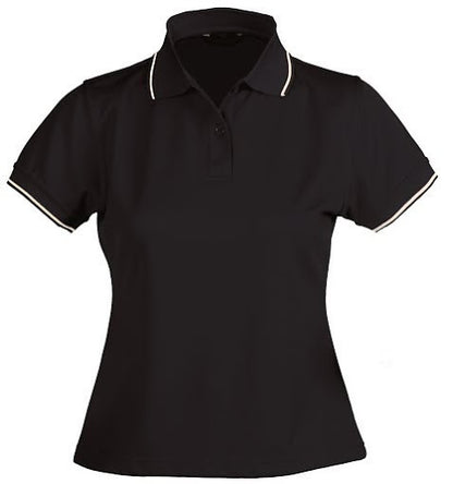 Stencil-Stencil Ladies' Lightweight C/D Polo-Black/White/Beige / 8-Uniform Wholesalers - 6