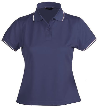 Stencil-Stencil Ladies' Lightweight C/D Polo-Navy/White/Beige / 8-Uniform Wholesalers - 5