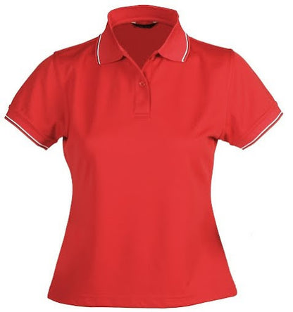 Stencil-Stencil Ladies' Lightweight C/D Polo-Red/White/Black / 8-Uniform Wholesalers - 3