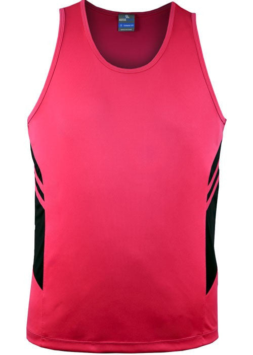 Aussie Pacific-Aussie Pacific Mens Tasman Singlet-Neon Pink/Black / S-Uniform Wholesalers - 8