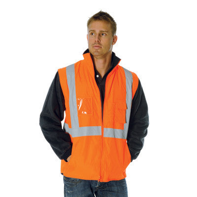 DNC HiVis Cross Back D/N "4 in 1" Zip Off Sleeve Reversible Vest (3994)