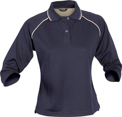 Stencil-Stencil Ladies' Cool Dry Polo-Navy/Beige/White / 8-Uniform Wholesalers - 3