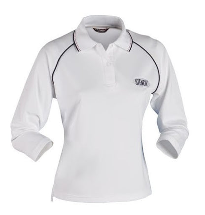 Stencil-Stencil Ladies' Cool Dry Polo-White/Navy/Red / 8-Uniform Wholesalers - 5