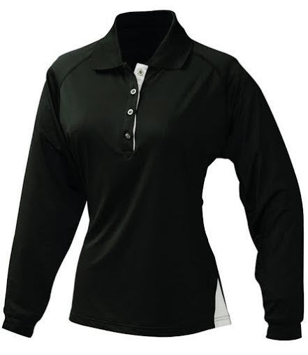 Stencil-Stencil Ladies Long Sleeve Team Polo-Black/Silver / 8-Uniform Wholesalers - 4