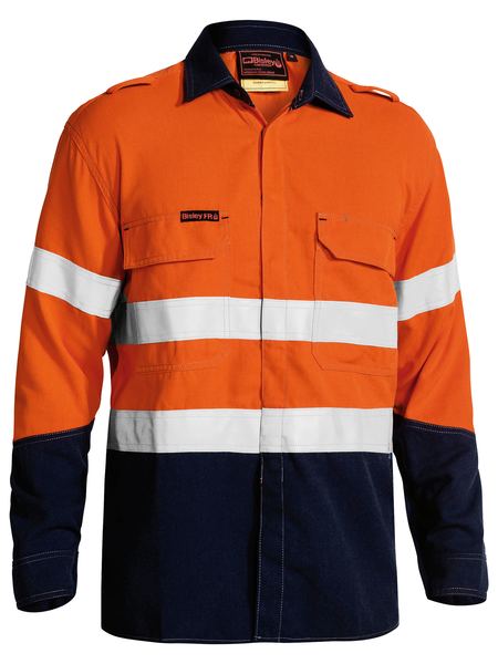 Bisley Tencate Tecasafe® Plus Taped Two Tone Hi Vis Fr Non Vented Shirt - Long Sleeve(BS8198T)-Clearance