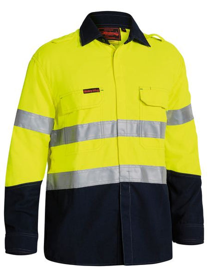 Bisley Tencate Tecasafe® Plus Taped Two Tone Hi Vis Fr Non Vented Shirt - Long Sleeve(BS8198T)-Clearance