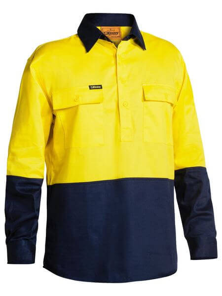Bisley Hi Vis Closed Front Drill Shirt- Long Sleeve (BSC6267)
