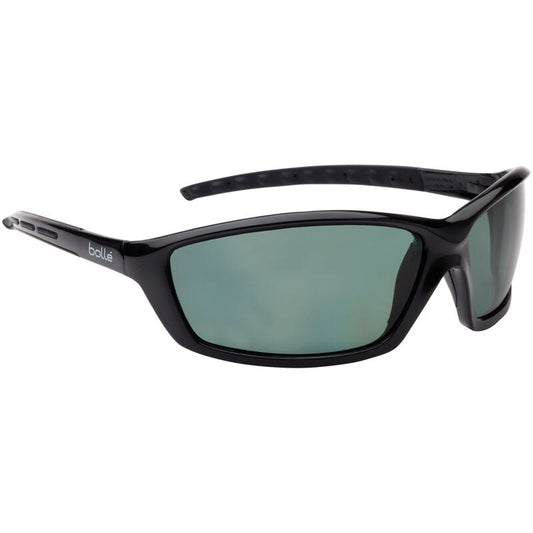 Bolle Safety Prowler Gloss Black Frame (Green) Polarised Lens - Soft Drawstring Pouch - (1626405)