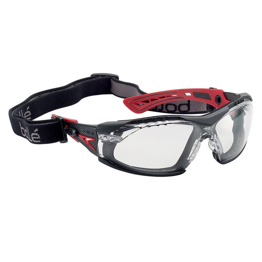 Bolle Safety Rush+ Seal Platinum As/Af Clear Lens - Assembled With Gasket & Strap - (1662301FB)
