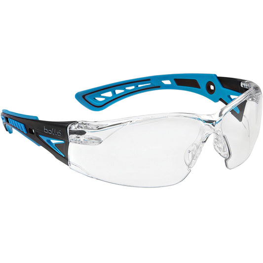 Bolle Safety Rush+ Small Black / Blue Temples Platinum As/Af Clear Lens - (1672301)