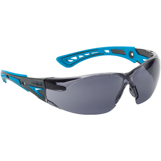 Bolle Safety Rush+ Small Black / Blue Temples Platinum As/Af Smoke Lens - (1672302)