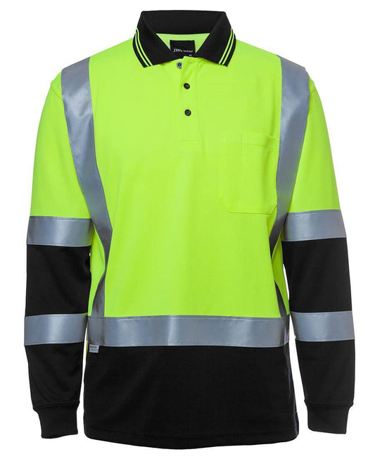 JBs Wear Hi Vis L/S D+N H Pattern Trad Polo (6DHL)