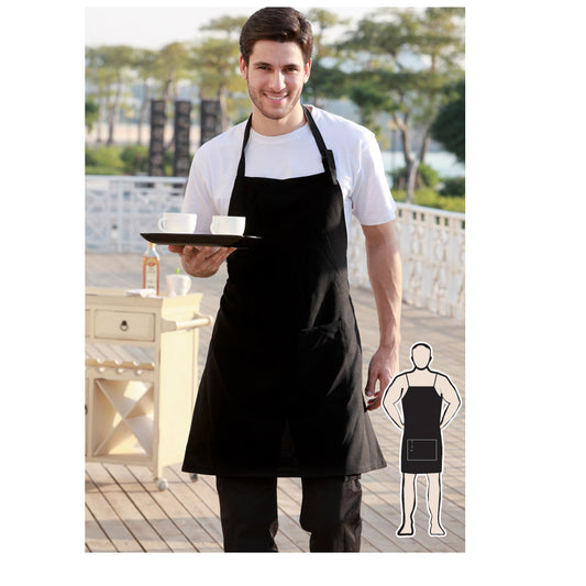 Bocini Polyester Drill Full Bib Apron With Pocket-(WA0677)