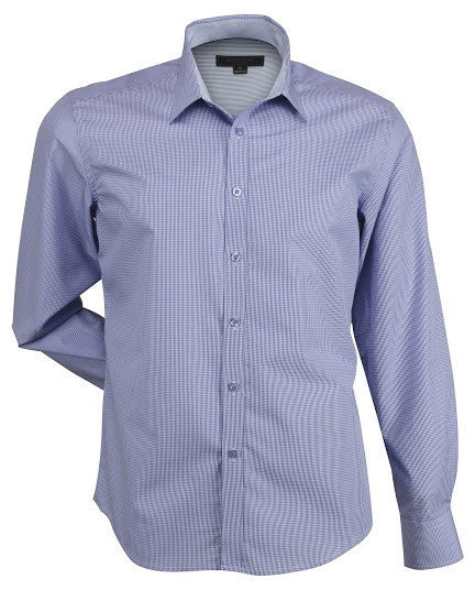 Stencil-Stencil Men's Dominion Shirt (L/S)-Mid Blue / S-Uniform Wholesalers - 3