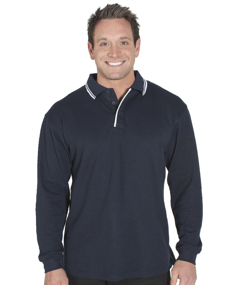 JB's Wear-Jb's Long Sleeve Contrast Polo - Adults--Uniform Wholesalers - 1