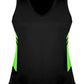 Aussie Pacific-Aussie Pacific Lady Tasman Singlet-4 / Black/Neon Green-Uniform Wholesalers - 3