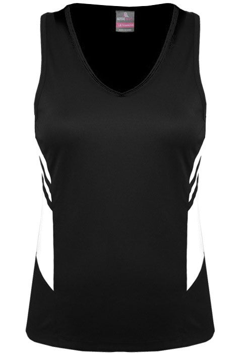 Aussie Pacific-Aussie Pacific Lady Tasman Singlet( 2nd 14 colors)-4 / Black/White-Uniform Wholesalers - 20