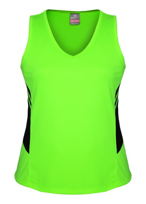 Aussie Pacific-Aussie Pacific Lady Tasman Singlet-4 / Neon Green/Black-Uniform Wholesalers - 8