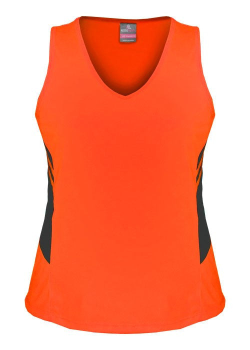 Aussie Pacific-Aussie Pacific Lady Tasman Singlet-4 / Neon Orange/Slate-Uniform Wholesalers - 9
