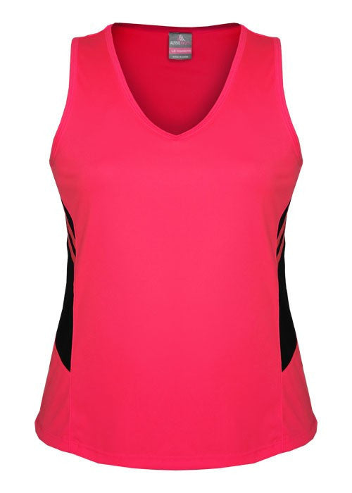 Aussie Pacific-Aussie Pacific Lady Tasman Singlet-4 / Neon Pink/Black-Uniform Wholesalers - 10