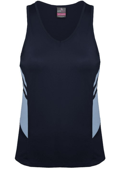 Aussie Pacific-Aussie Pacific Lady Tasman Singlet( 3rd 6 colors)-4 / Navy/Sky-Uniform Wholesalers - 3