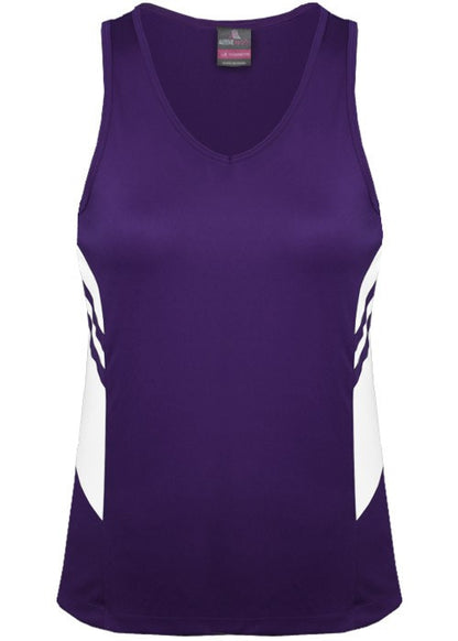 Aussie Pacific-Aussie Pacific Lady Tasman Singlet( 3rd 6 colors)-4 / Purple/White-Uniform Wholesalers - 5