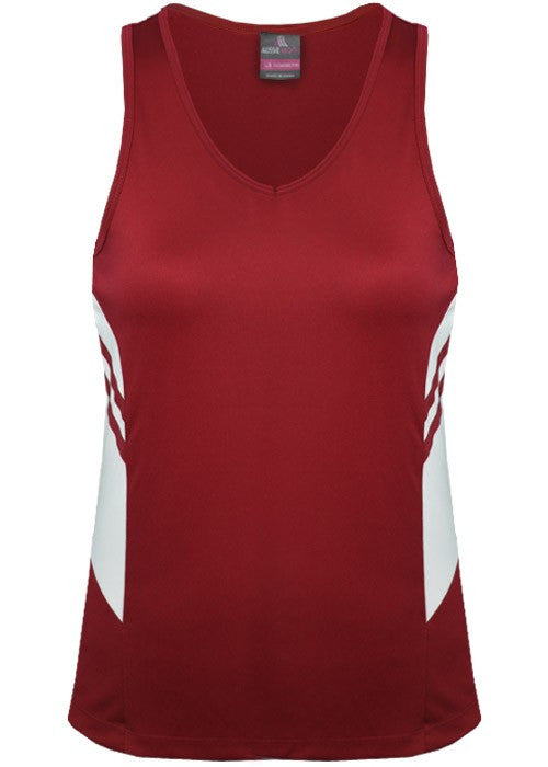 Aussie Pacific-Aussie Pacific Lady Tasman Singlet( 3rd 6 colors)-4 / Red/White-Uniform Wholesalers - 6