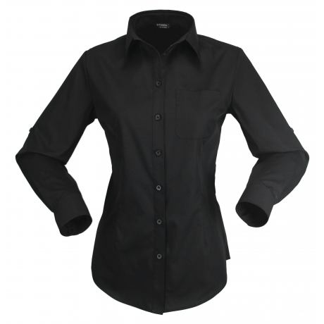 Stencil-Stencil  Hospitality Nano 2134L Ladies L/S Shirt-Black / Black / 8-Uniform Wholesalers - 4