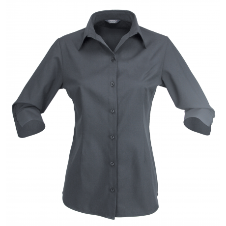 Stencil-Stencil Candidate 2135Q Ladies 3/4S Shirt-Charcoal / 8-Uniform Wholesalers - 3