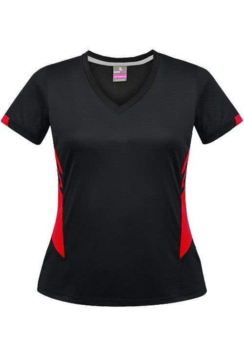 Aussie Pacific-Aussie Pacific Lady Tasman Tee (2nd 10 colors)-4 / Black/Red-Uniform Wholesalers - 16
