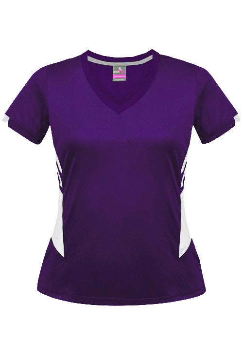 Aussie Pacific-Aussie Pacific Lady Tasman Tee (3rd 9 colors)-4 / Purple/White-Uniform Wholesalers - 5