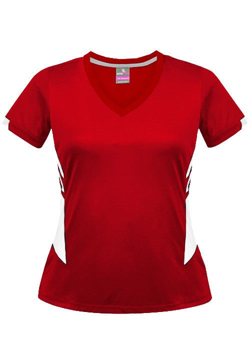 Aussie Pacific-Aussie Pacific Lady Tasman Tee (3rd 9 colors)-4 / Red/White-Uniform Wholesalers - 6