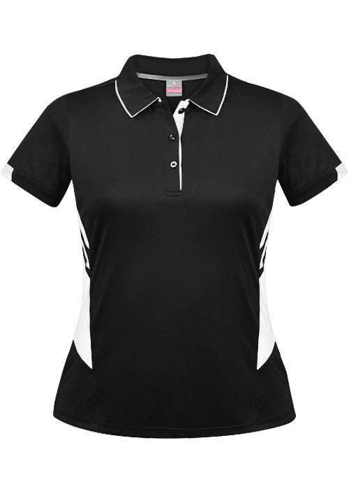 Aussie Pacific-Aussie Pacific Lady Tasman Polo( 3rd 8 colors)-4 / Black/White-Uniform Wholesalers - 5