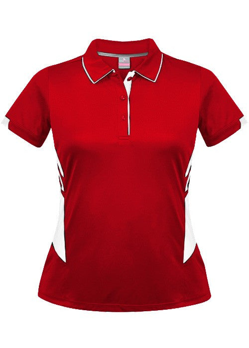 Aussie Pacific-Aussie Pacific Lady Tasman Polo( 4th 8 colors)-4 / Red/White-Uniform Wholesalers - 12