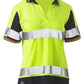 Bisley Womens Short Sleeve Taped Two Tone Hi Vis V-neck Polo (BKL1225T)