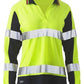 Bisley Womens Long Sleeve Taped Two Tone Hi Vis V-neck Polo (BKL6225T)