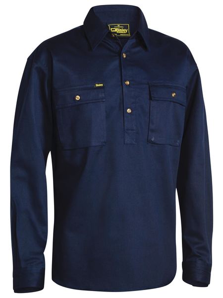 Bisley Closed Front Cotton Drill Shirt - Long Sleeve (BSC6433)