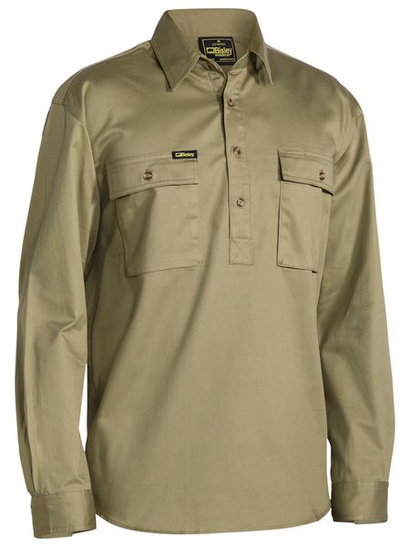 Bisley Closed Front Cotton Drill Shirt - Long Sleeve (BSC6433)